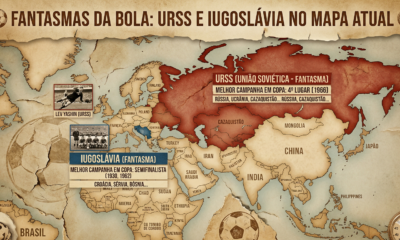 Mapa com a localização da União Soviética e da Iugoslávia